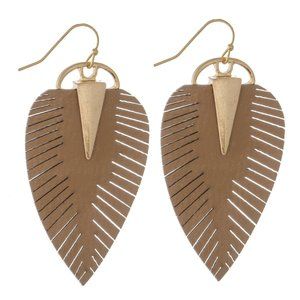 Faux Leather Leaf Drop Dangle Earrings